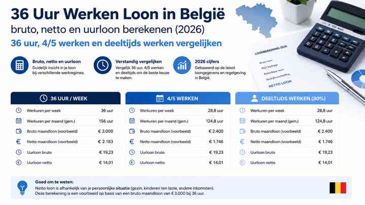 36 uur, 4/5 werken en deeltijds werken vergelijken